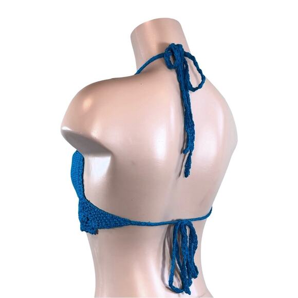 Blue Crochet Halter Top - Picture 4 of 11